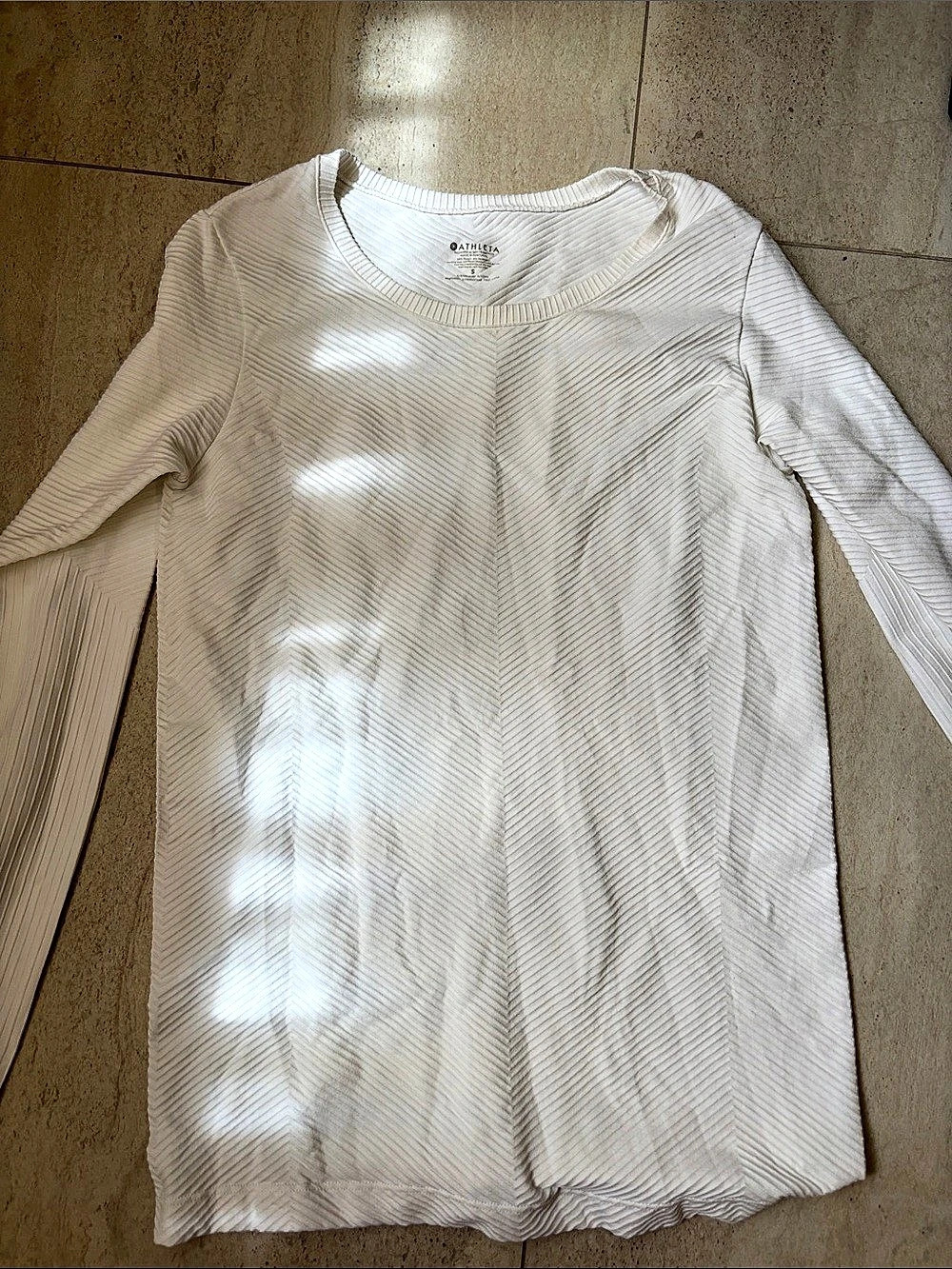 Athleta Long Sleeve Textured Top in White Small